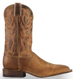 Justin Men's Bent Rail Distressed Cognac Western Boots - Broad Square Toe