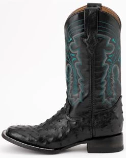 Ferrini Men's Full-Quill Ostrich Embroidered Western Boots - Broad Square Toe -Western Cowboy Shop 066845 89 P3