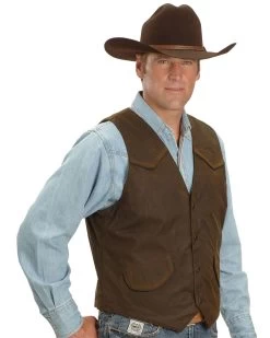Outback Trading Co. Cliff Dweller Berber Lined Oilskin Vest -Western Cowboy Shop 080124 14 P1
