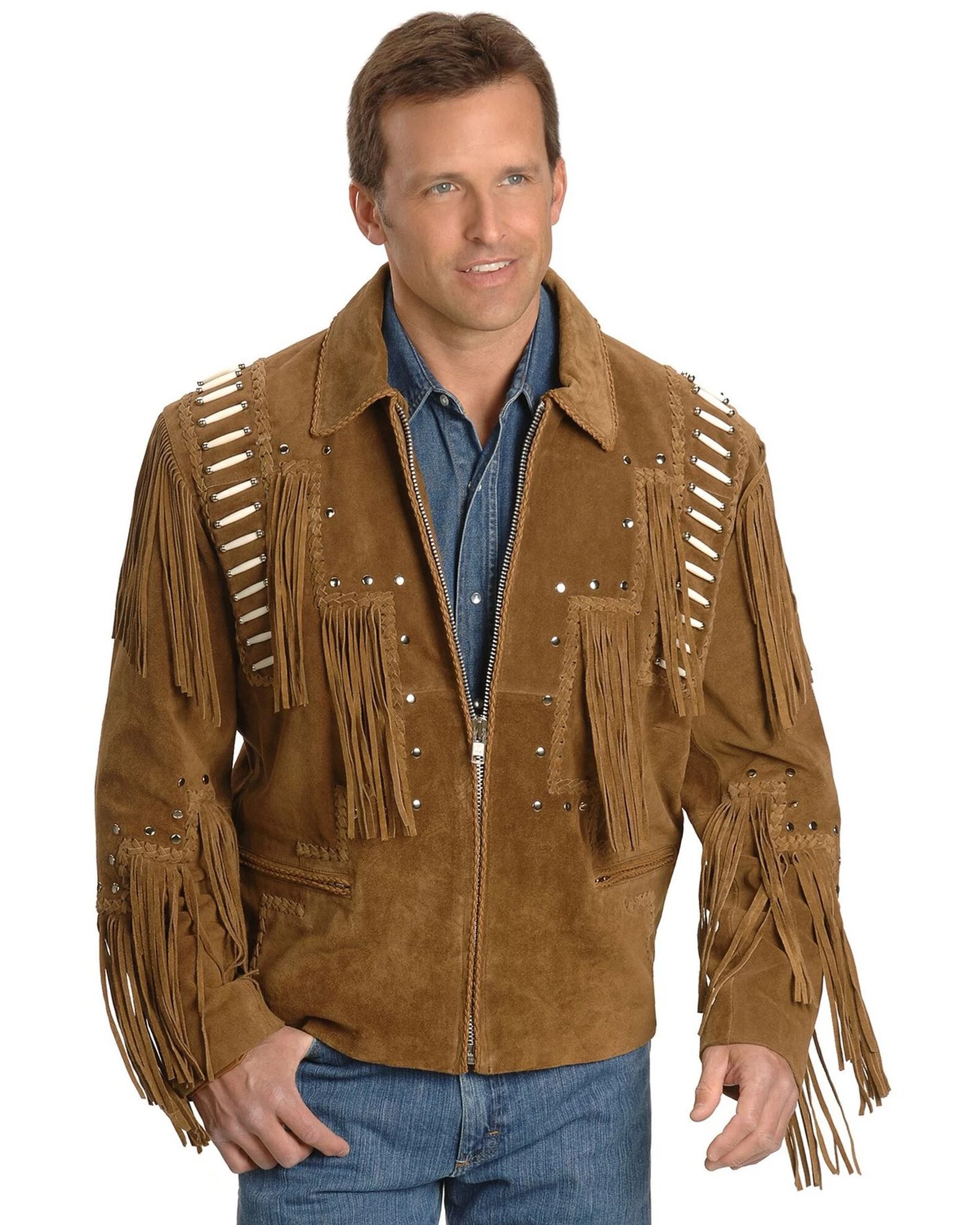 Liberty Wear Bone Fringed Leather Jacket 3 Liberty Wear Bone Fringed Leather Jacket - Image 3