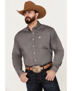 Cinch C‌inch Men's Solid Dove Gray Button Long Sleeve Shirt -Western Cowboy Shop 0926V8 80 P1