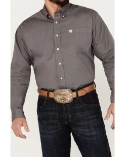 Cinch C‌inch Men's Solid Dove Gray Button Long Sleeve Shirt