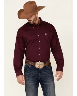 Cinch C‌inch Men's Solid Burgundy Button Long Sleeve Western Shirt -Western Cowboy Shop 0926V9 74 P1