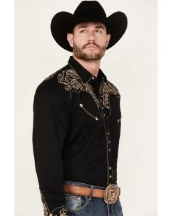 Scully Men's Embroidered Scroll Long Sleeve Snap Western Shirt -Western Cowboy Shop 0927J8 89 P2