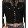 Scully Men's Embroidered Scroll Long Sleeve Snap Western Shirt