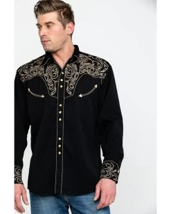 Scully Men's Embroidered Scroll Long Sleeve Snap Western Shirt -Western Cowboy Shop 0927J8 89 P5