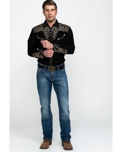 Scully Men's Embroidered Scroll Long Sleeve Snap Western Shirt -Western Cowboy Shop 0927J8 89 P6