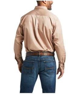 Ariat Men's Khaki Solid Twill Long Sleeve Western Shirt