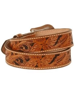Tony Lama Men's Floral Tooled Leather Belt - Reg & Big -Western Cowboy Shop 120153 22 P2