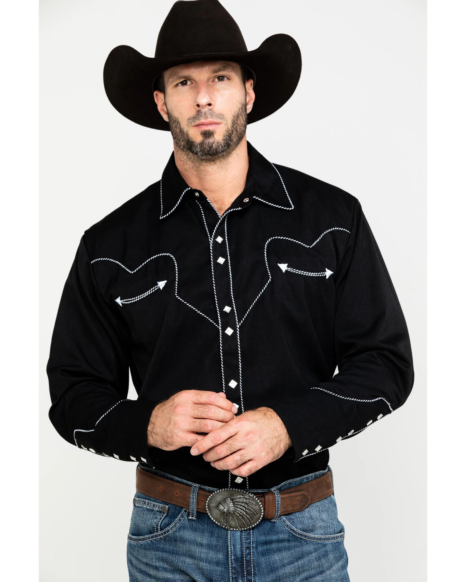 Scully Men's Embroidered Long Sleeve Snap Western Shirt 2 Scully Men's Embroidered Long Sleeve Snap Western Shirt - Image 2