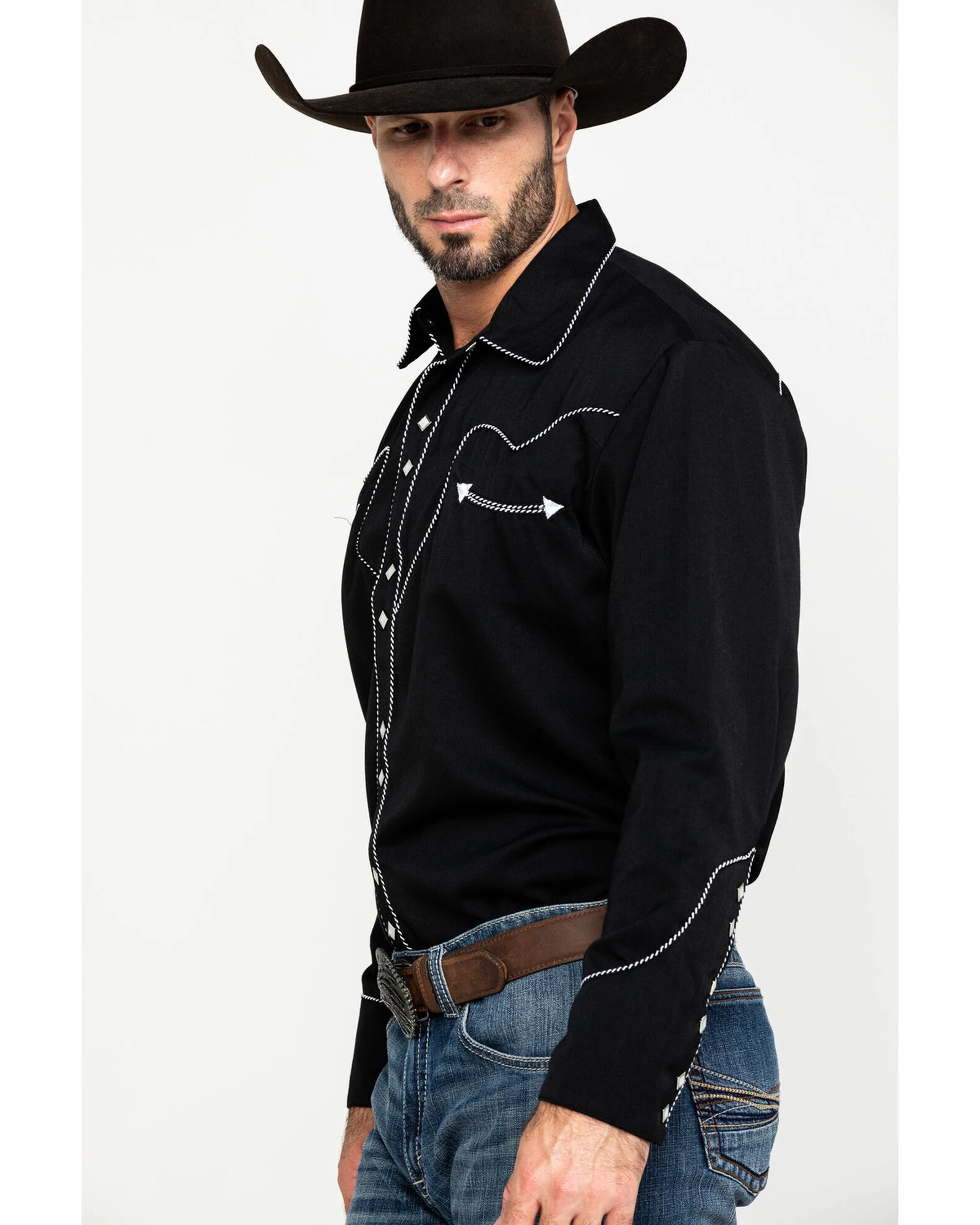 Scully Men's Embroidered Long Sleeve Snap Western Shirt 6 Scully Men's Embroidered Long Sleeve Snap Western Shirt - Image 6