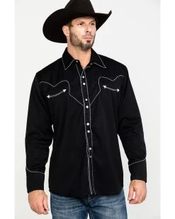 Scully Men's Embroidered Long Sleeve Snap Western Shirt 8 Scully Men's Embroidered Long Sleeve Snap Western Shirt -Western Cowboy Shop 2000041449 7018 P5