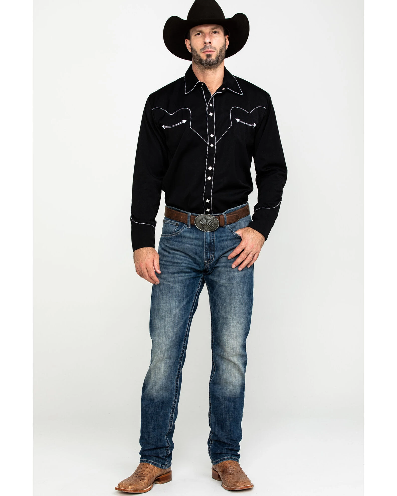 Scully Men's Embroidered Long Sleeve Snap Western Shirt 5 Scully Men's Embroidered Long Sleeve Snap Western Shirt - Image 5