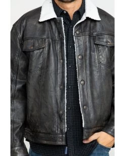 Cripple Creek Men's Conceal Carry Sherpa Lined Leather Jacket -Western Cowboy Shop 2000243990 001 P4