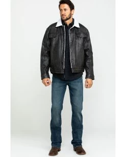 Cripple Creek Men's Conceal Carry Sherpa Lined Leather Jacket