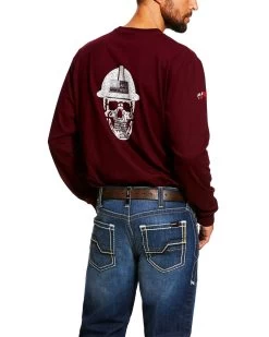 Ariat Men's FR Roughneck Skull Logo Crew Long Sleeve Work Tee - Tall