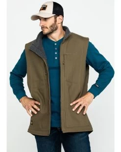 Hawx Men's Olive Canvas Sherpa Lined Work Vest - Tall -Western Cowboy Shop 2000283413 341 P1