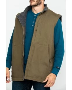 Hawx Men's Olive Canvas Sherpa Lined Work Vest - Tall -Western Cowboy Shop 2000283413 341 P4
