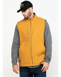 Hawx Men's Khaki Canvas Sherpa Lined Work Vest 9 Hawx Men's Khaki Canvas Sherpa Lined Work Vest -Western Cowboy Shop 2000283414 200 P1