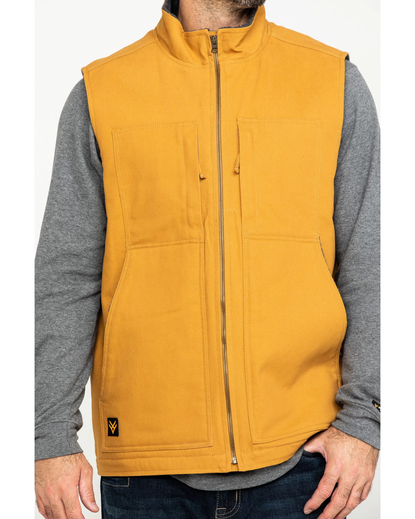 Hawx Men's Khaki Canvas Sherpa Lined Work Vest 5 Hawx Men's Khaki Canvas Sherpa Lined Work Vest - Image 5