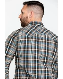 Rock & Roll Denim Men's Teal Washed Yarn Dye Plaid Short Sleeve Western Shirt