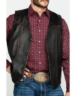 Scully Leatherwear Men's Leather Buck Stitch Vest -Western Cowboy Shop 2000286651 200 P4