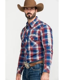 Rock & Roll Denim Men's Plaid Logo Long Sleeve Western Shirt -Western Cowboy Shop 2000289900 600 P3