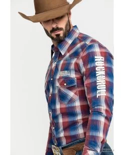 Rock & Roll Denim Men's Plaid Logo Long Sleeve Western Shirt -Western Cowboy Shop 2000289900 600 P5