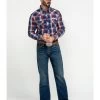 Rock & Roll Denim Men's Plaid Logo Long Sleeve Western Shirt