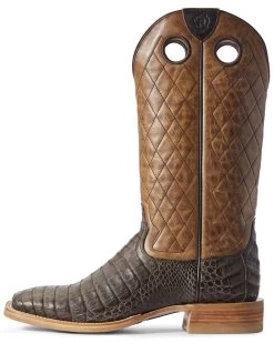 Ariat Men's Brown Caiman Belly Western Boots - Broad Square Toe