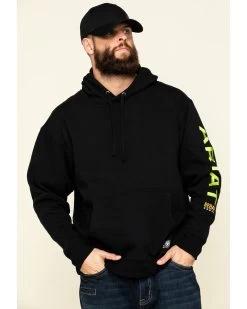Ariat Men's Black/Lime Rebar Graphic Hooded Work Sweatshirt -Western Cowboy Shop 2000322151 001 P1