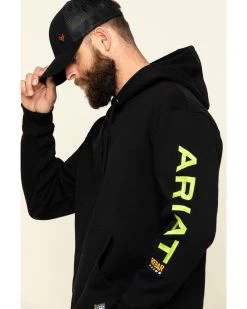 Ariat Men's Black/Lime Rebar Graphic Hooded Work Sweatshirt -Western Cowboy Shop 2000322151 001 P4