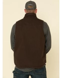 Carhartt Men's Dark Brown Washed Duck Sherpa Lined Mock Neck Work Vest