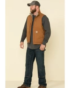 Carhartt Men's Brown Washed Duck Sherpa Lined Mock Neck Work Vest - Tall -Western Cowboy Shop 2000323102 200 P3