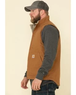 Carhartt Men's Brown Washed Duck Sherpa Lined Mock Neck Work Vest -Western Cowboy Shop 2000323103 200 P4