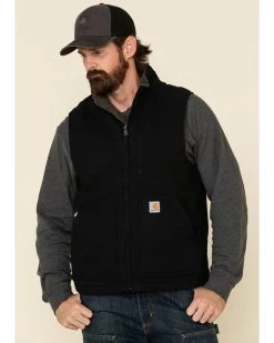 Carhartt Men's Washed Duck Sherpa Lined Mock Neck Work Vest 8 Carhartt Men's Washed Duck Sherpa Lined Mock Neck Work Vest -Western Cowboy Shop 2000323105 001 P1