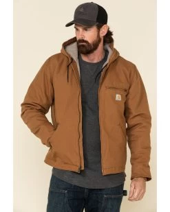 Carhartt Men's Washed Duck Sherpa Lined Hooded Work Jacket