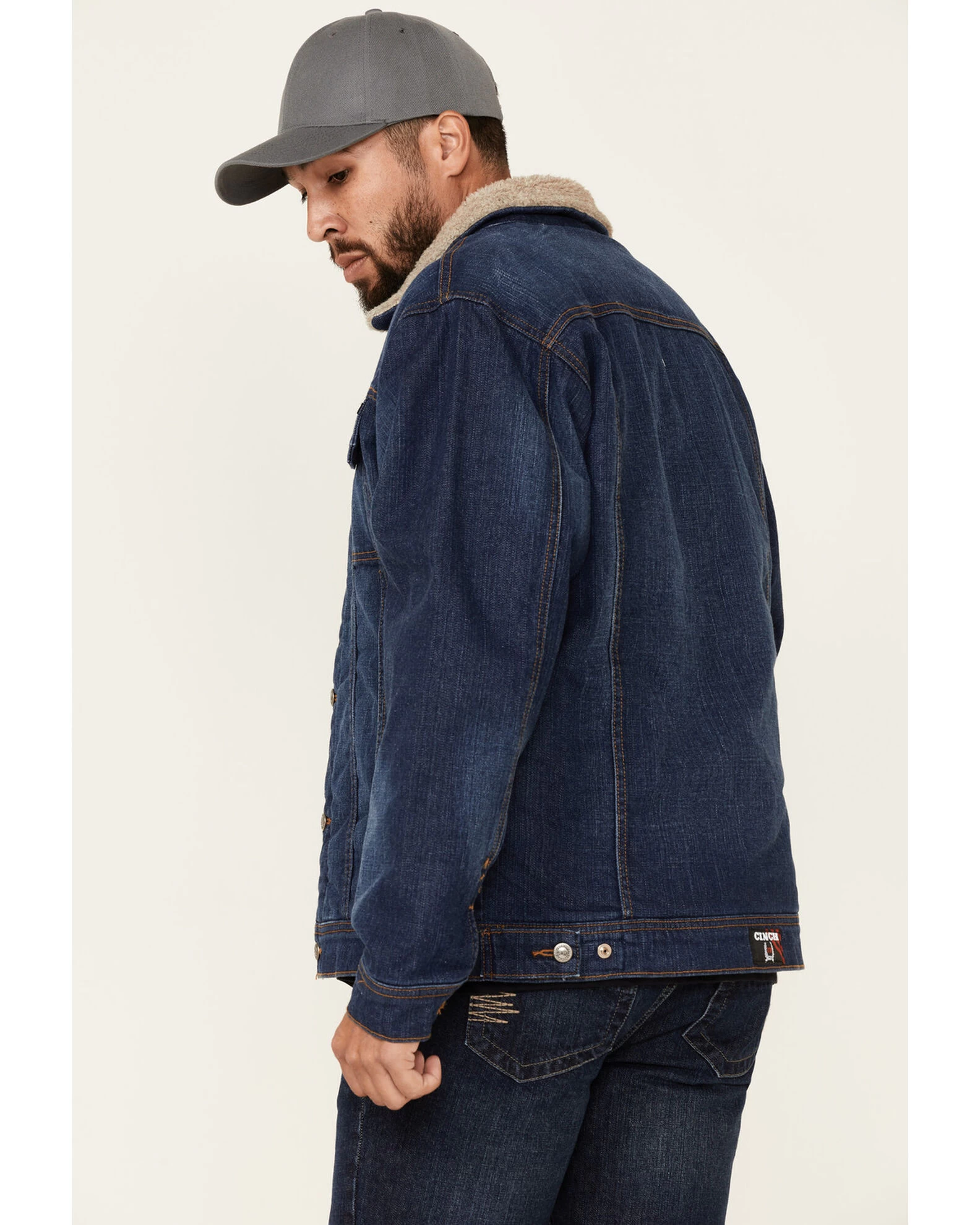 Cinch Men's FR Stretch Denim Sherpa Lined Trucker Work Jacket 3 Cinch Men's FR Stretch Denim Sherpa Lined Trucker Work Jacket - Image 3