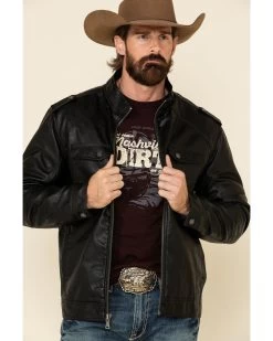 Cody James Men's Backwoods Distressed Faux Leather Moto Jacket - Tall