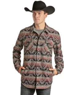 Rock & Roll Denim Men's Coral Southwestern Print Shirt Jacket -Western Cowboy Shop 2000326014 850 P1