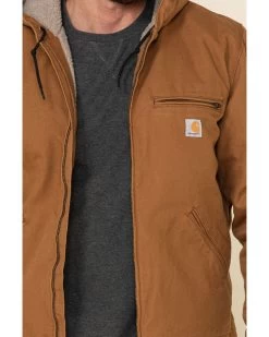 Carhartt Men's Washed Duck Sherpa Lined Hooded Work Jacket - Big & Tall -Western Cowboy Shop 2000328498 200 P4