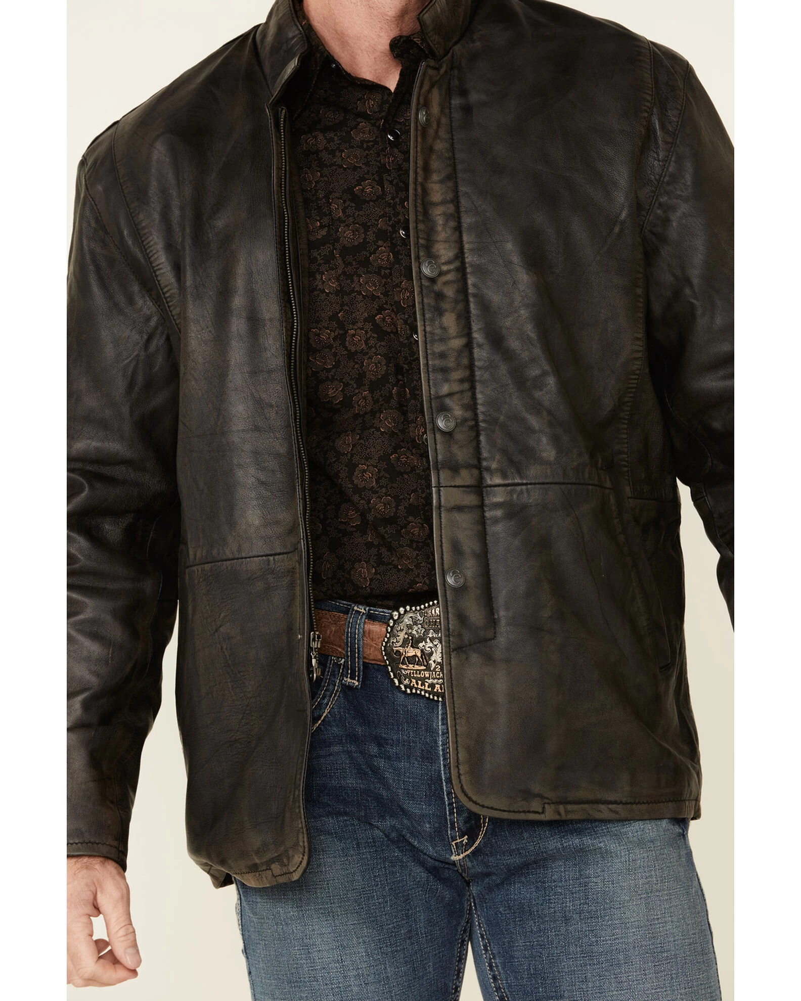 Cripple Creek Men's Antique Black Lamb Nappa Leather Jacket 3 Cripple Creek Men's Antique Black Lamb Nappa Leather Jacket - Image 3