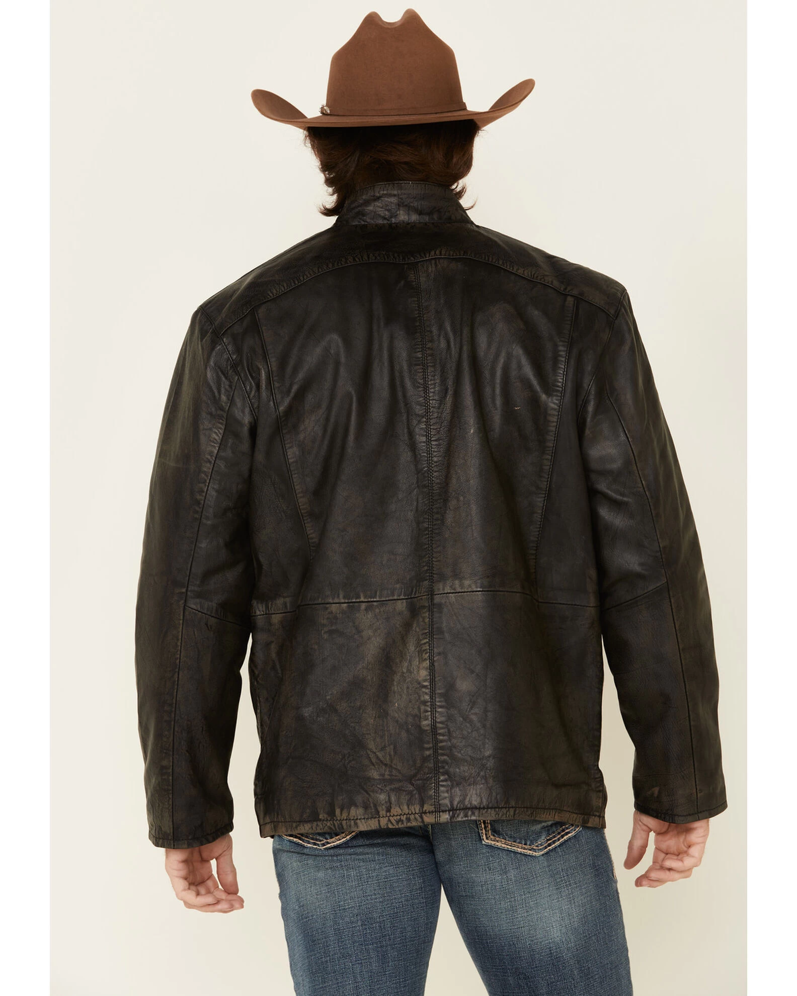 Cripple Creek Men's Antique Black Lamb Nappa Leather Jacket 2 Cripple Creek Men's Antique Black Lamb Nappa Leather Jacket - Image 2