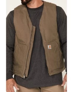 Carhartt Men's Dark Brown Washed Duck Sherpa Lined Vest -Western Cowboy Shop 2000336686 200 P3