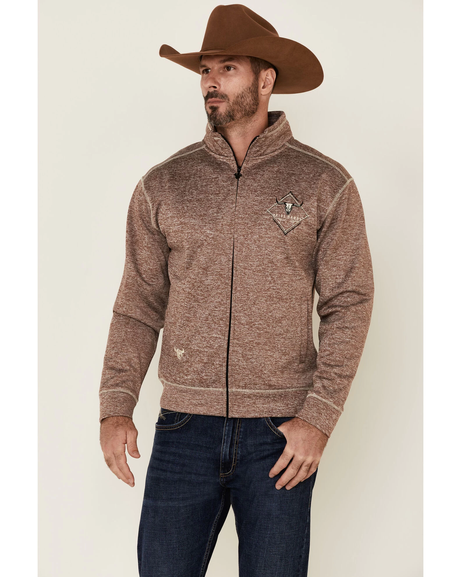 Cowboy Hardware Men's Brown Microfleece Zip-Up Jacket 2 Cowboy Hardware Men's Brown Microfleece Zip-Up Jacket - Image 2