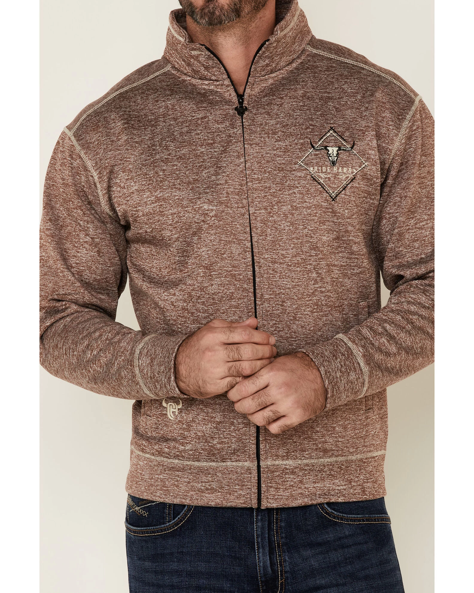 Cowboy Hardware Men's Brown Microfleece Zip-Up Jacket 3 Cowboy Hardware Men's Brown Microfleece Zip-Up Jacket - Image 3