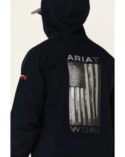 Ariat Men's FR Primo Fleece Alloy Flag Graphic Zip-Front Hooded Work Jacket -Western Cowboy Shop 2000341780 410 P3