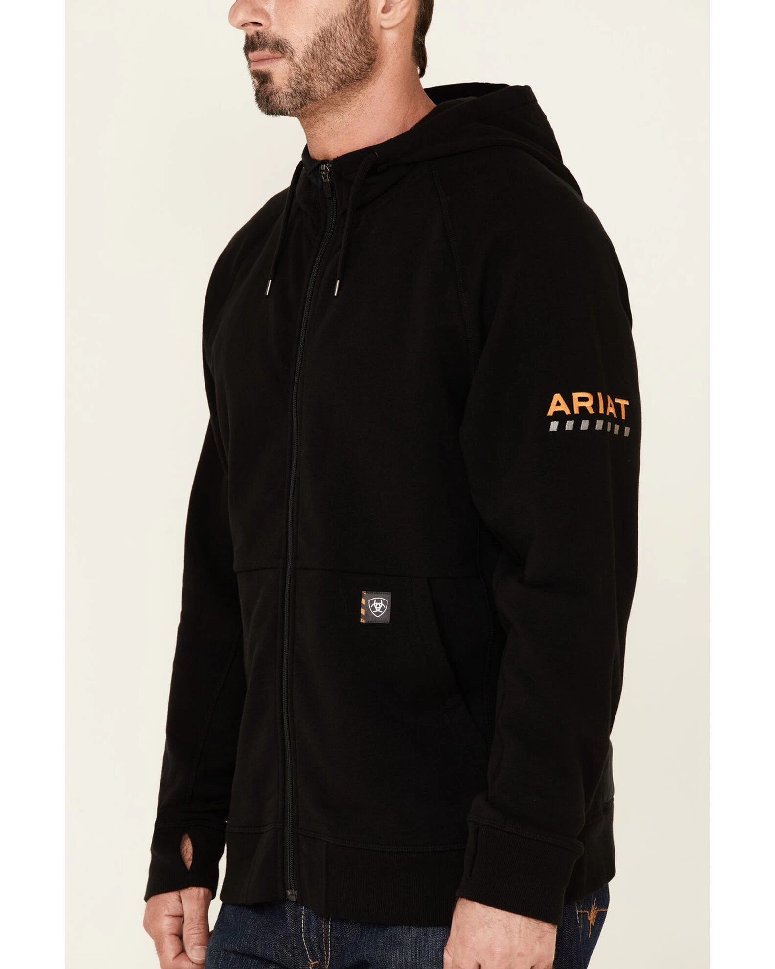 Ariat Men's Black Rebar Thermic Insulated Zip-Front Hooded Work Jacket 1 Ariat Men's Black Rebar Thermic Insulated Zip-Front Hooded Work Jacket