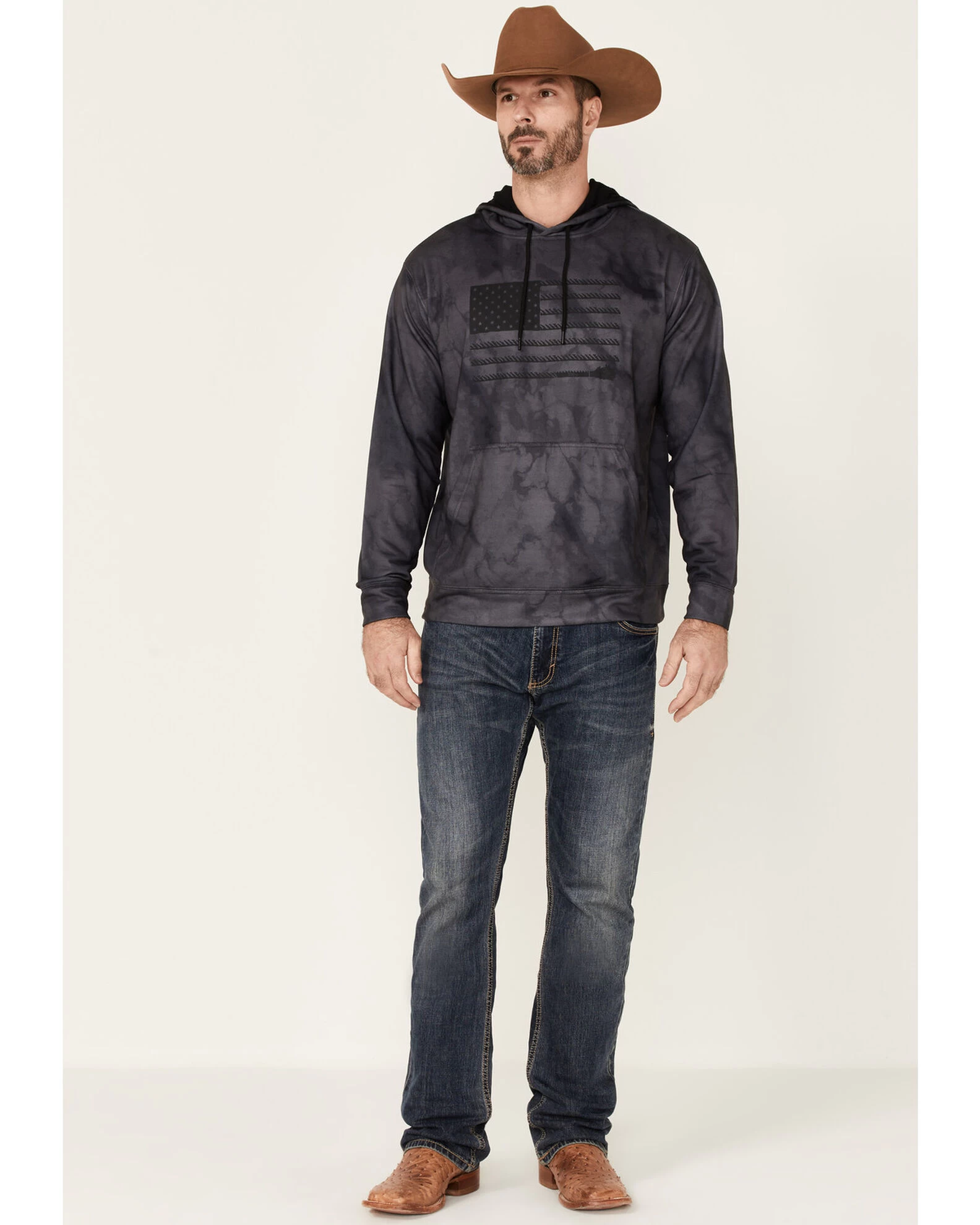 Hooey Men's Tie-Dye Liberty Roper Flag Graphic Hooded Sweatshirt 2 Hooey Men's Tie-Dye Liberty Roper Flag Graphic Hooded Sweatshirt - Image 2