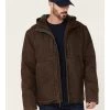 Hawx Men's Brown Castile Weathered Duck Hooded Zip-Front Insulated Work Jacket